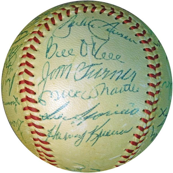 1956 All Star Game Multi-Signed Baseball with (29) Signatures Featuring Mantle, Williams, Berra Etc. JSA