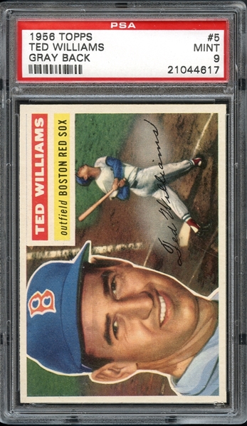 1956 Topps #5 Ted Williams Gray Back PSA 9 MINT 