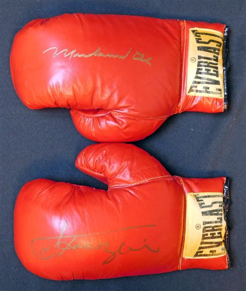 Muhammad Ali and Joe Frazier Signed Boxing Gloves PSA/DNA