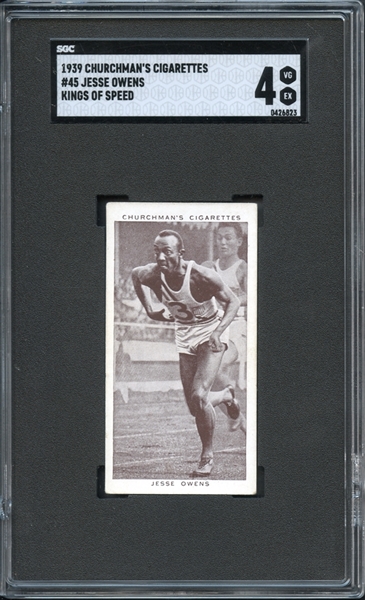 1939 Churchmans Cigarettes Kings of Speed #45 Jesse Owens SGC 4 VG-EX