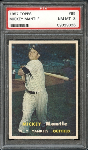 1957 Topps #95 Mickey Mantle PSA 8 NM-MT