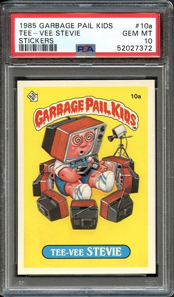 1985 Garbage Pail Kids Stickers #10a Tee-Vee Stevie PSA 10 GEM MINT