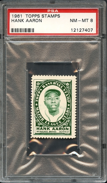 1961 Topps Stamps Hank Aaron PSA 8 NM-MT