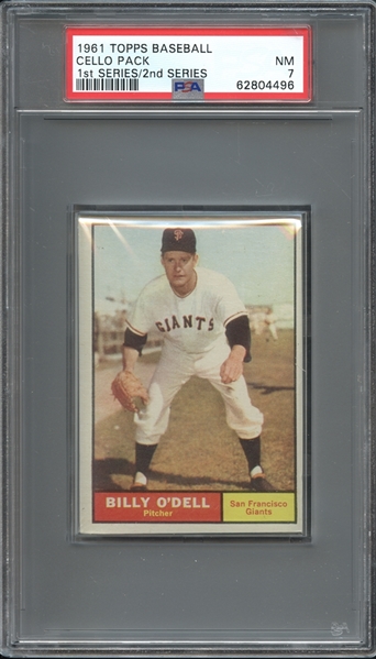 1961 Topps Baseball Cello Pack 1st/2nd Series Billy ODell Top PSA 7 NM