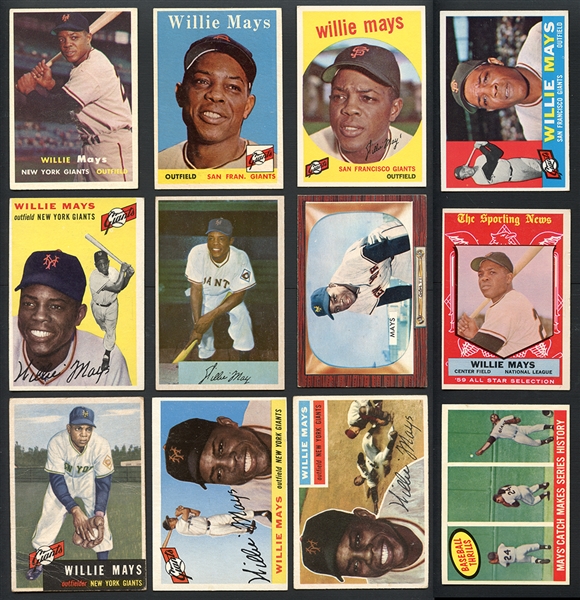 1953-1960 Topps And Bowman Lot of 12 Willie Mays Cards