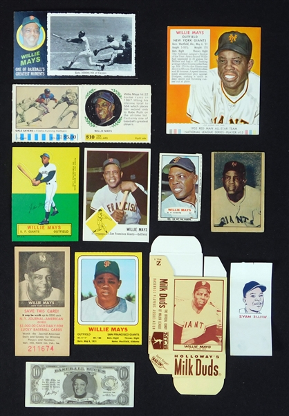 1952-69 Willie Mays Lot of (12) Oddball and Regional Cards