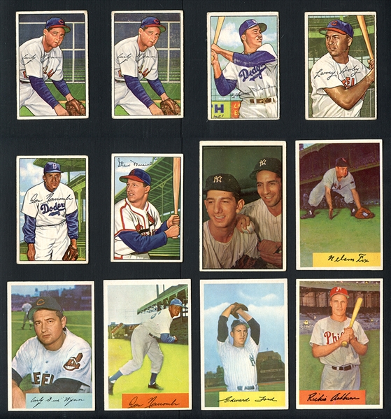 1952-54 Bowman Shoebox Lot of 196 Cards With Many HOFers 