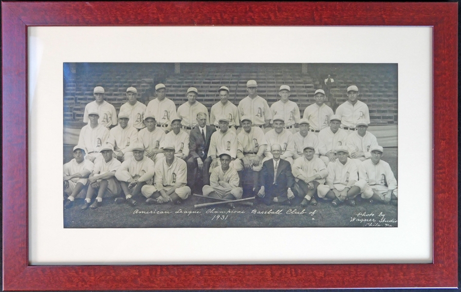 1931 Philadelphia Athletics American League Champions Panoramic Photograph With Foxx, Mack, Simmons, Grove, Cochrane