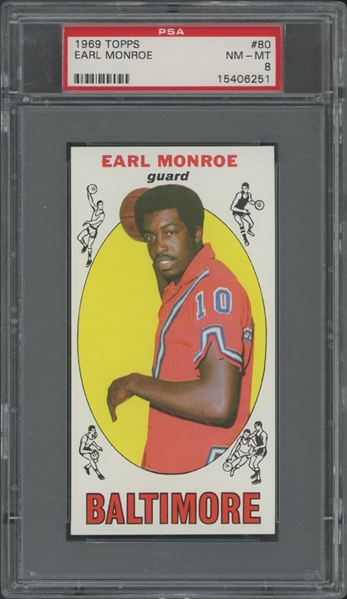 1969 Topps #80 Earl Monroe PSA 8 NM-MT