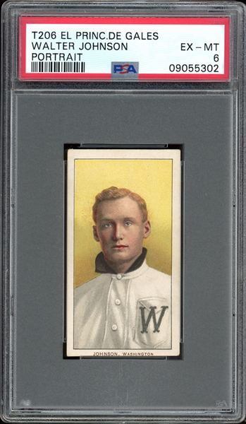 1909-11 T206 Walter Johnson Portrait El Principe De Gales Back PSA 6 EX-MT