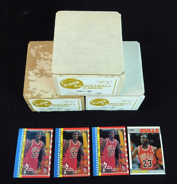 1987 Fleer Basketball Complete Set with Stickers Along With (2) Sets with Stickers Missing #59 Jordan (Nearly Three Complete Sets) 