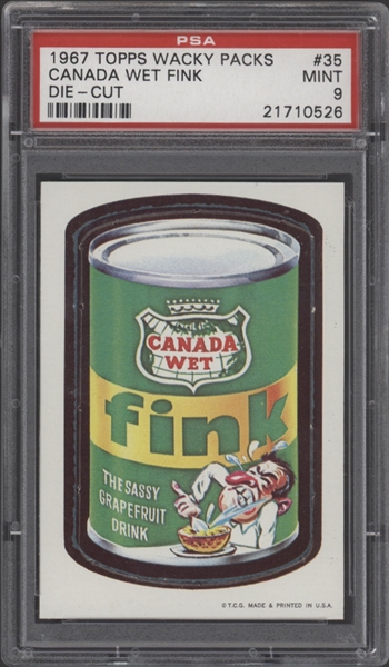 1967 Topps Wacky Packs #35 Canada Wet Fink Die-Cut PSA 9 MINT