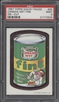 1967 Topps Wacky Packs #35 Canada Wet Fink Die-Cut PSA 9 MINT