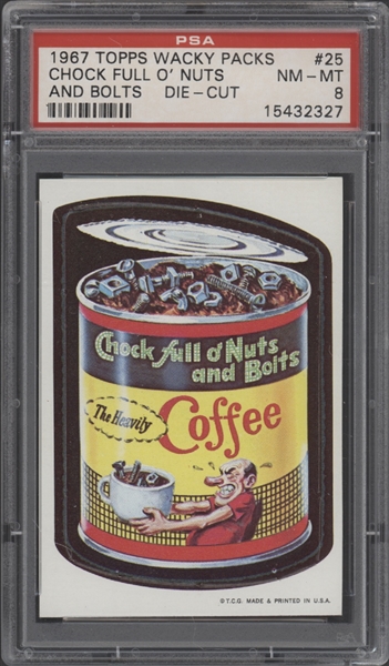 1967 Topps Wacky Packs #25 Chock Full O Nuts And Bolts Die-Cut PSA 8 NM-MT