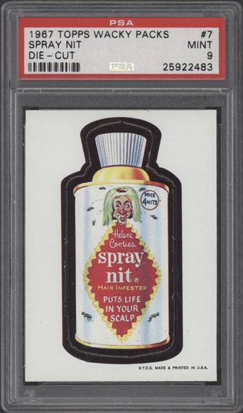 1967 Topps Wacky Packs #7 Spray Nit Die-Cut PSA 9 MINT