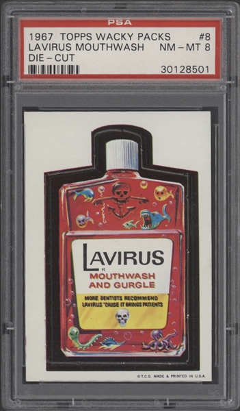 1967 Topps Wacky Packs #8 Lavirus Mouthwash Die-Cut PSA 8 NM-MT