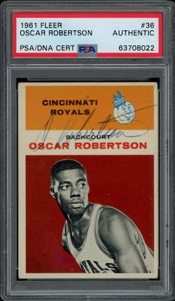 1961 Fleer #36 Oscar Robertson Autograph PSA/DNA Authentic