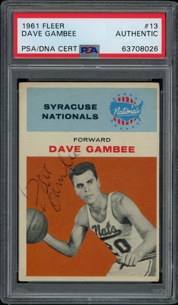 1961 Fleer #13 Dave Gambee Autograph PSA/DNA Authentic