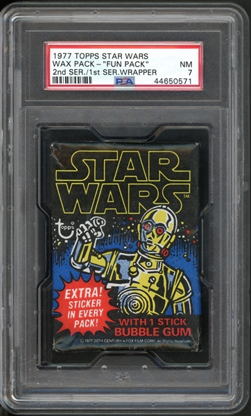 1977 Topps Star Wars Wax Pack "Fun Pack" 2nd Series 1st Series Wrapper PSA 7 NM