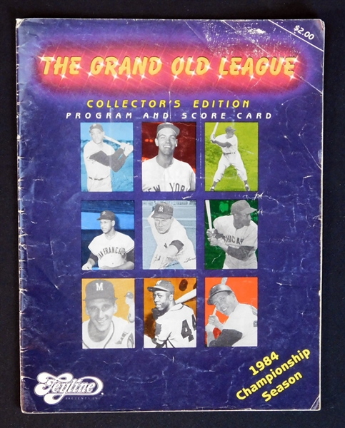1984 The Grand Old League "Denver Dream" All-Time All Star Game Program with Many Signatures Including DiMaggio, Ford, Feller, B. Robinson Etc. 