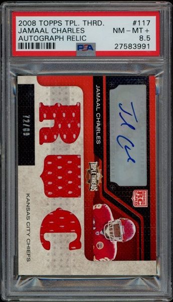2008 Topps Triple Threads #117 Jamal Charles Autograph Relic PSA 8.5 NMMT+