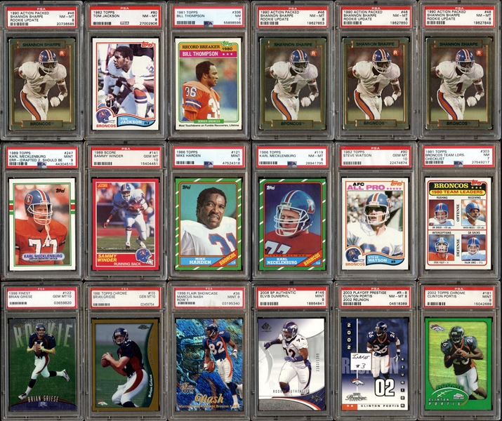 1981-2020 Denver Broncos Star And Rookie Group Of 37 All PSA Graded