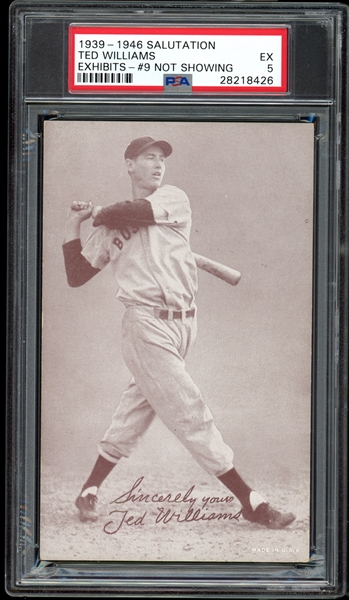 1939-46 Salutation Exhibits Ted Williams #9 Not Showing PSA 5 EX