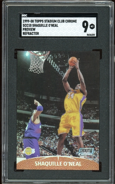 1999-00 Topps Stadium Club Chrome Refractor SCC10 Shaquille ONeal Preview SGC 9 MINT