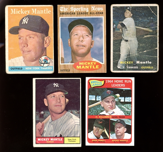 1958-65 Topps Mickey Mantle Group of (5)