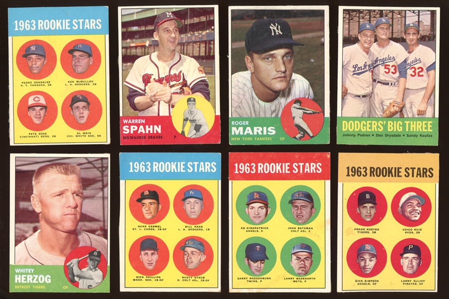 1963 Topps Group of (20) With Pete Rose Rookie-All Cards Have Back Damage