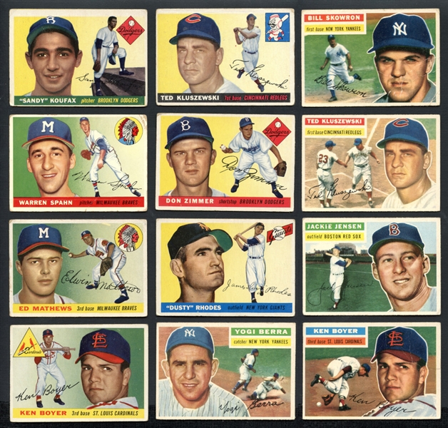 1955 And 1956 Topps Shoebox Lot Of (72) Cards With HOFers And Koufax Rookie