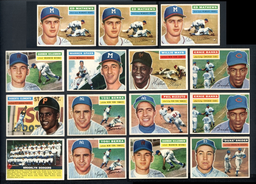 1956 Topps Higher Grade Shoebox Lot Of (112) Cards With HOFers And Stars