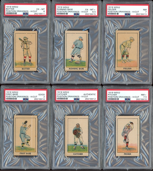 1919 W522 Position Drawings Hand Cut Group of (6) All PSA Graded