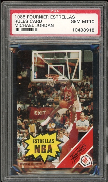 1988 Fournier Estrellas Rules Card Michael Jordan PSA 10 GEM MINT