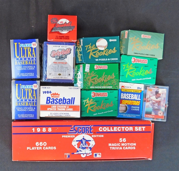 1980s and 1990s Baseball Factory and Update Sets Group of (13)