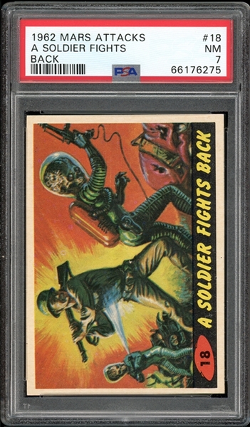 1962 Mars Attacks #18 A Soldier Fights Back PSA 7 NM
