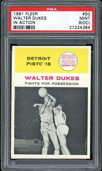 1961 Fleer #50 Walter Dukes In Action PSA 9(OC) MINT