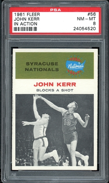 1961 Fleer #56 John Kerr In Action PSA 8 NM-MT