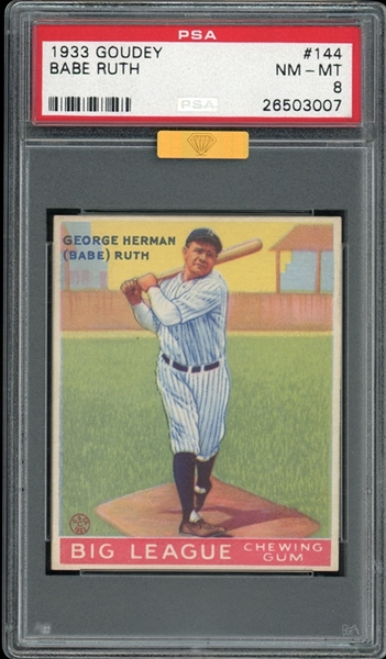 1933 Goudey #144 Babe Ruth PSA 8 NM/MT MBA Gold