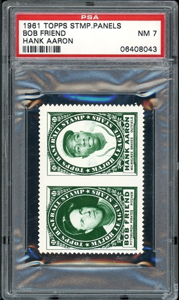 1961 Topps Stamp Panels Aaron/Friend PSA 7 NM