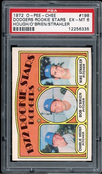 1972 O-Pee-Chee Dodgers Rookie Stars #198 Hough/OBrien/Strahler PSA 6 EX-NM