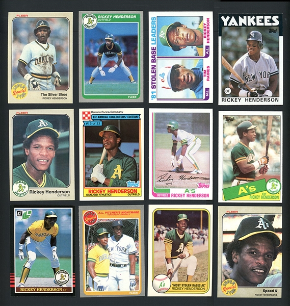 1981-86 Rickey Henderson Group Of 17 Cards