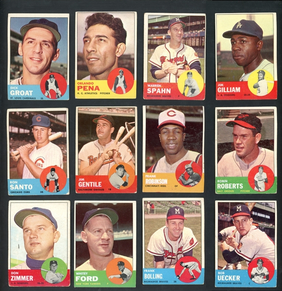 1963 Topps Baseball Partial Set Of 313/576 With 750 Total Cards Including Stars & HOFers