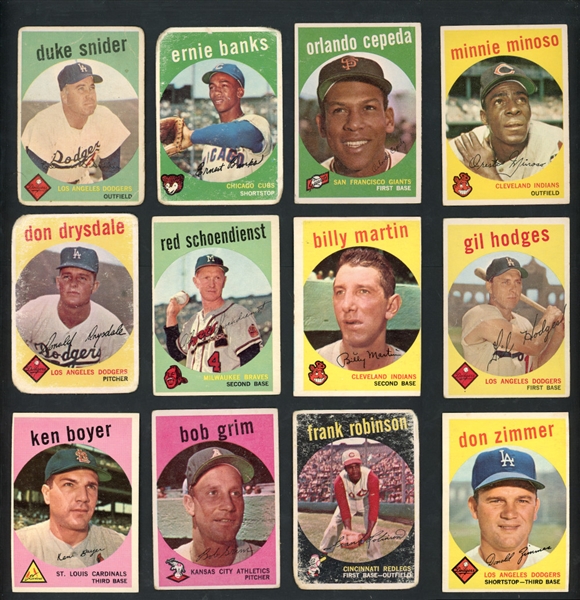 1959 Topps Baseball Partial Set Of 340/572 With 600 Total Cards Including Stars & HOFers