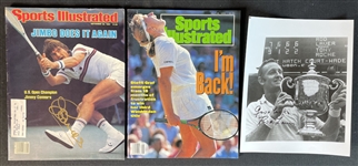 Tennis Group of (3) Signed Items With Connors, Graf