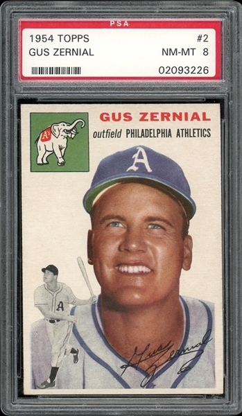1954 Topps #2 Gus Zernial PSA 8 NM-MT 