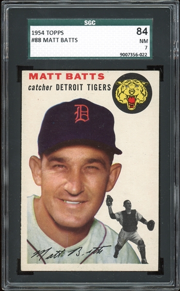 1954 Topps #88 Matt Batts SGC 7 NM