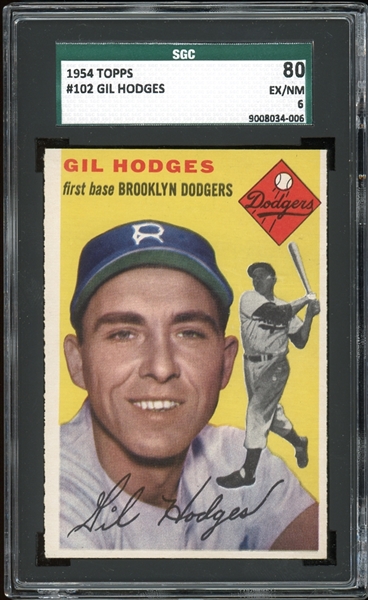 1954 Topps #102 Gil Hodges SGC 6 EX-NM 