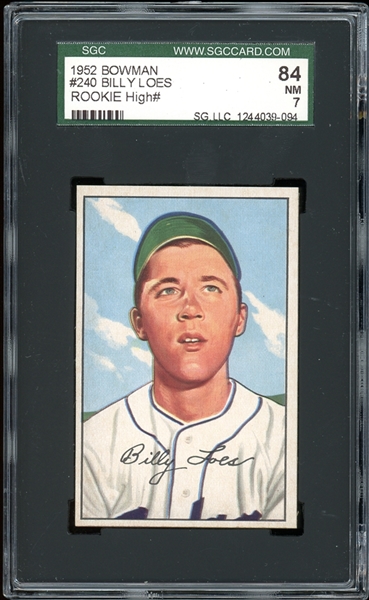 1952 Bowman #240 Billy Loes SGC 7 NM 