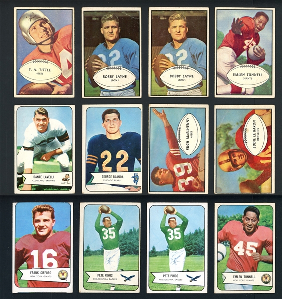 1953-54 Bowman Football Group Of Eighty-Three (83) With Blanda And Tunnell Rookies